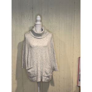 LOFT Confetti Rainbow Cowl Neck Poncho Bat Wing Knit Pullover Sweater, XS
